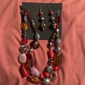 Multicolor Beaded Necklace and Earring Set
